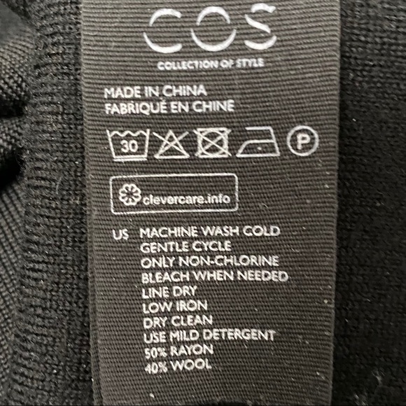 COS Black Long Sleeve Wool Blend Top - Picture 9 of 10
